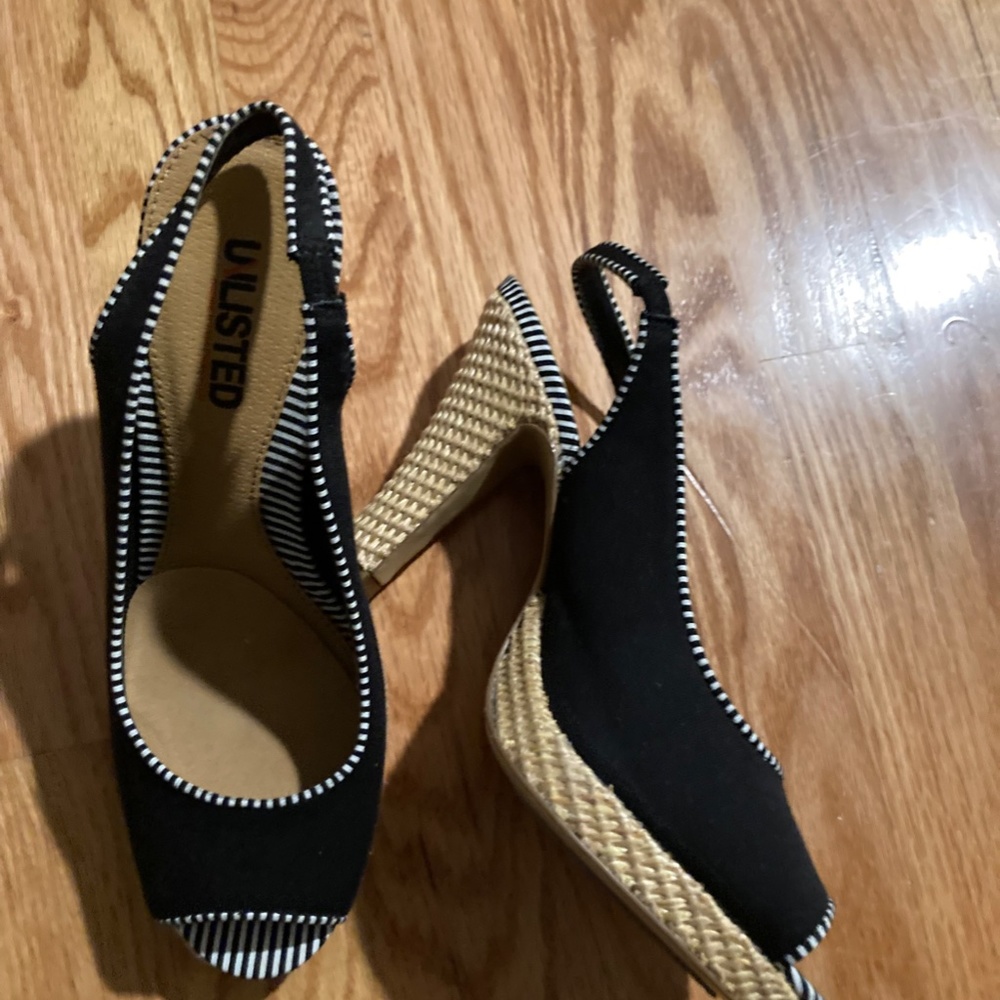 Unlisted Black Peep Toe Heels sz 8